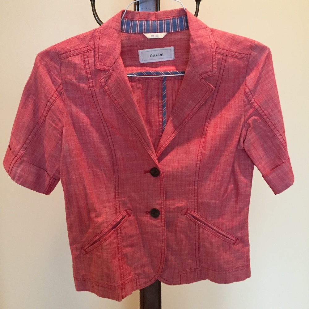 Caslon short sleeved red blazer